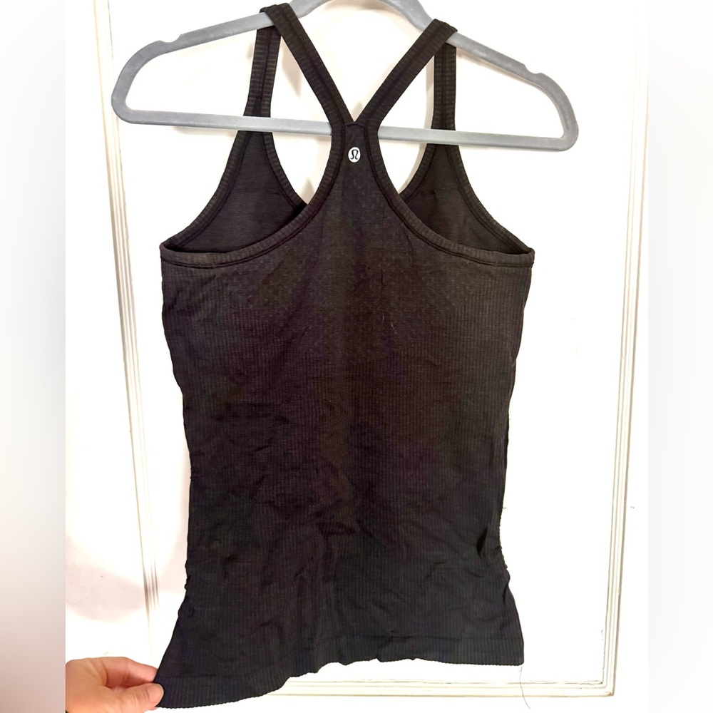Lululemon Ribbed Tank •Racerback• Side Ruching • Heathered Black - Picture 2 of 8